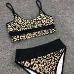 Sexy Golden Printed Bikini High Waist Swimsuit Women Swimwear Two-pieces Bikini set Bather Splicing Bathing Suit Swim Wear V1717