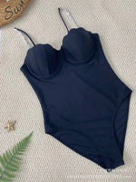 2026 Sexy Solid Spaghetti Strap Bikini Women Swimsuit High Waist Beach Vacation Bikini New Summer Swimwear One Piece Swimsuit