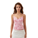 Fashion Chiffon Sleeveless Backless Tops Sexy Deep V-neck Beading Sequin Flower Summer Back Bandage Vest Women Camisole