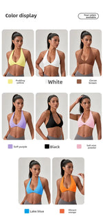 YOGA Naked Feeling Strappy Padded Sports Bras for Women - Fitness Workout Top Criss Cross Back Yoga sports Bras No steel ring