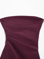 HH Elegant Women's Strapless Ruched Side Top Asymmetrical Hem Crop Tube Top for Vacation Wedding Guest Evening Wear