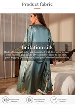Night Dress Long-sleeved Nightgown Thin Sexy Women's Lace-up Dressing Gown Simple Cardigan Pajamas Ice Silk Bathrobe Sleepwear