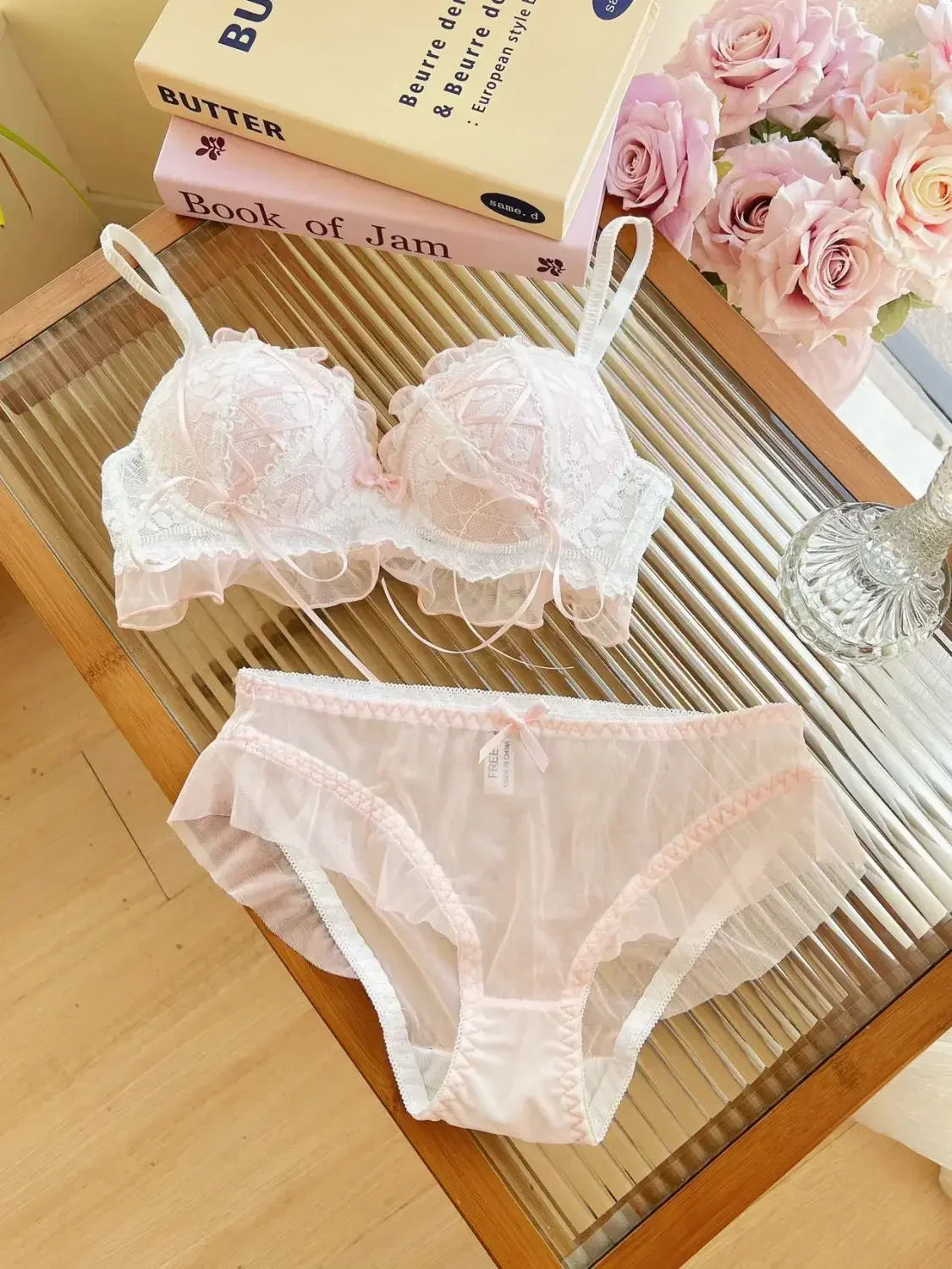 Japanese Style Lolita Princess Wind Lace Lace Lingerie Design for Girls Push-up Bra Women UnderwearPush Up Bra