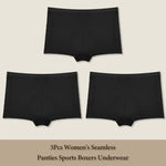 3Pcs Women's Seamless Panties Sports Boxer Underwear Female Solid Color Comfortable Briefs Cozy Lingerie Intimate Underpant S-XL