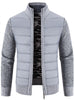 Men's Plus Size Quilted Knit Bomber Jacket with Stand Collar