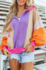 Drawstring Color Block Zip Up Long Sleeve Hoodie test