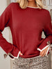 Leopard Bow Decor Split Cuff Contrast Trim Sweater test