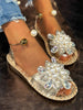 Pearl Crystal Embellished Flat Sandals test