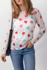 Sheer Mesh Valentines Slogan Heart Printed Long Sleeve Top
