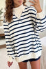 Striped Stand Neck Long Sleeve Ribbed Cuff Hem Sweatshirt test