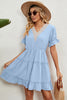 Swiss Dot V-Neck Flounce Sleeve Mini Dress test