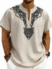 Men's Full Size Notched Printed Short Sleeve Blouse Plus Size test