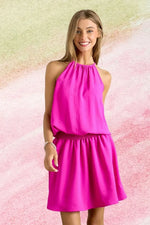 ADORA Halter Neck Smocking Waist Dress - Shopimist