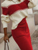 Two-Tone Ribbed Knit Top and Skirt Sweater Set test