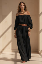 Women's Off-Shoulder Balloon Sleeve Maxi Dress