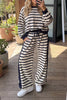 Stripe Relaxed Long Sleeve Top Color Block Detail Drawstring Pant Set test