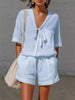 Tie-Front Half Sleeve Shirt and Shorts Set test
