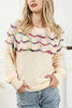 Openwork Wavy Striped Round Neck Sweater test