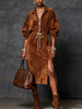 Drawstring Waist Zip-Front Midi Dress test