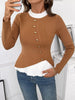 Decor Button Contrast Hem Knit Top test