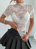 Lace Mock Neck Short Sleeve Top test