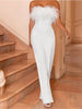 Feather Trim Strapless Wide-Leg Jumpsuit test