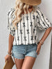 Bow Print Puff Sleeve Casual Blouse test