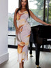Floral Print Cowl Neck Backless Maxi Dress test