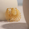 Golden Sunburst Fan Hoop Earrings test