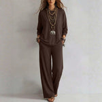 Women's Batwing-Sleeve Oversized Top & Wide-Leg Pants Set