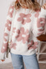 Flower Round Neck Long Sleeve Knit Top test