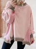 Color Block Mix Texture Waffle Patchwork Oversize Sweatshirt test