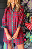 Plaid Ruffle Cuff Button Front Pocket Mini Dress test