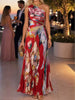 One-Shoulder Pleated Floral Maxi Dress test