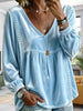 Full Size Velvet Lace Detail V-Neck Blouse Plus Size test