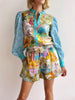 Printed Button Up Shirt and Shorts Set test