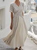 Full Size Striped Short Sleeve Wrap Maxi Dress Plus Size test