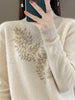 Rhinestone Leaf Mock Neck Sweater test