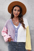 Color Block Button Up V-Neck Knit Top test