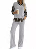 Ribbed Knit Plaid Sleeve Top & Pants Set test