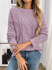 Cable Knit Round Neck Long Sleeve Sweater test