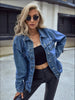 Pocketed Button Down Collared Neck Denim Top test