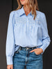 Striped Smocked Collared Neck Blouse test