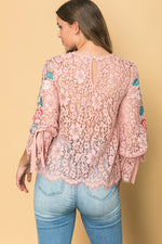 EMBROIDERED LACE TOP