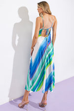 SENSE OF SERENITY WOVEN SATIN MIDI DRESS