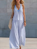 Striped V-Neck Tank and Wide-Leg Pants Set