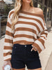 Striped Dropped Shoulder Long Sleeve Sweater test