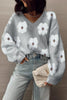 Floral Fuzzy Knit V-Neck Sweater test