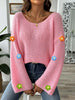 Flower Round Neck Long Sleeve Sweater test