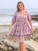Plus Size Lace Detail Printed Half Sleeve Dress test